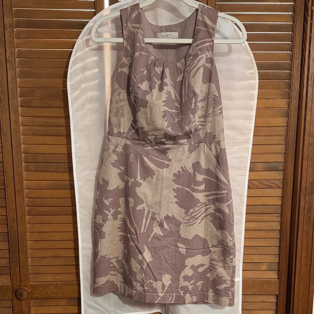 LOFT Mauve and Beige Floral Dress